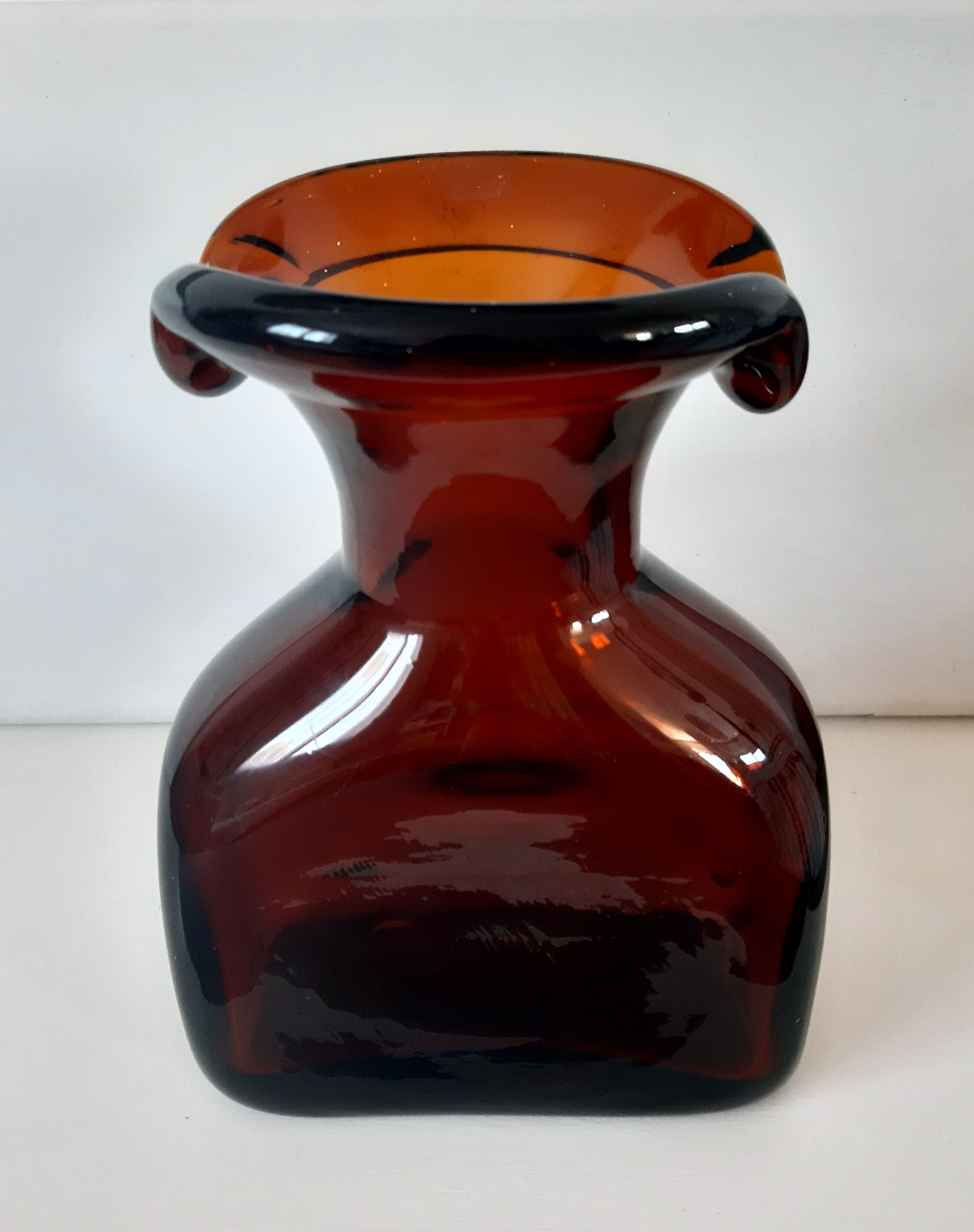 Blown glass amber vase
