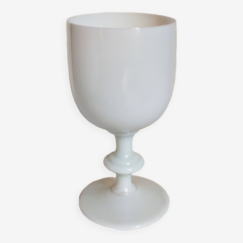 Vase-coupe en opaline blanche vintage 16,5 cm