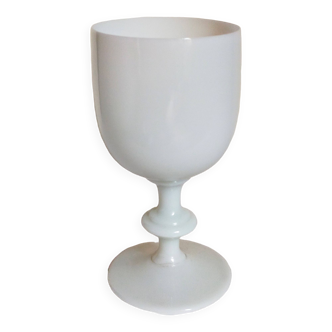 Vase-coupe en opaline blanche vintage 16,5 cm