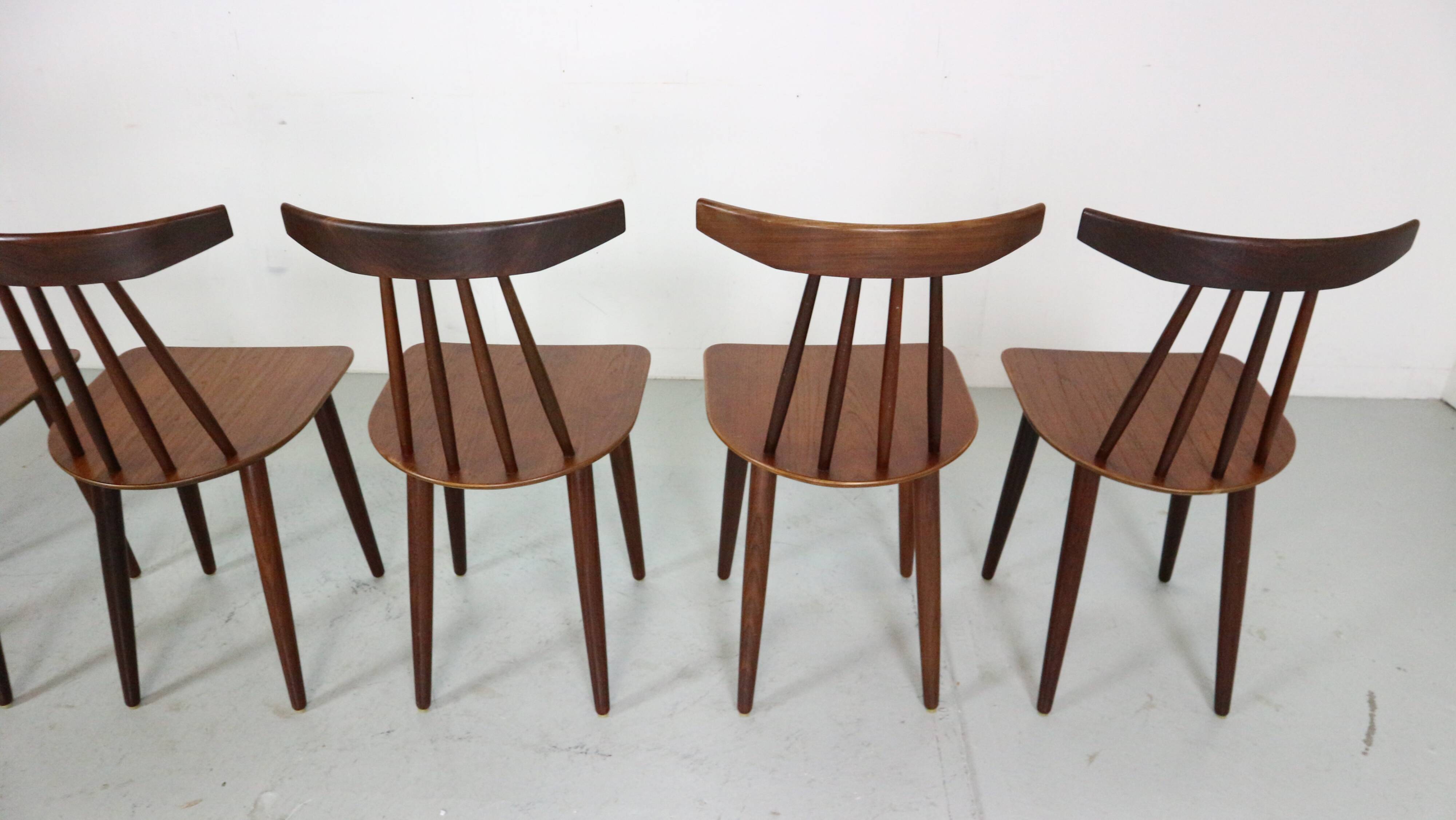 Poul Volther Set Of 6 Dinning Room Chairs "3705" For Fremel Røjle, Denmark, 1960