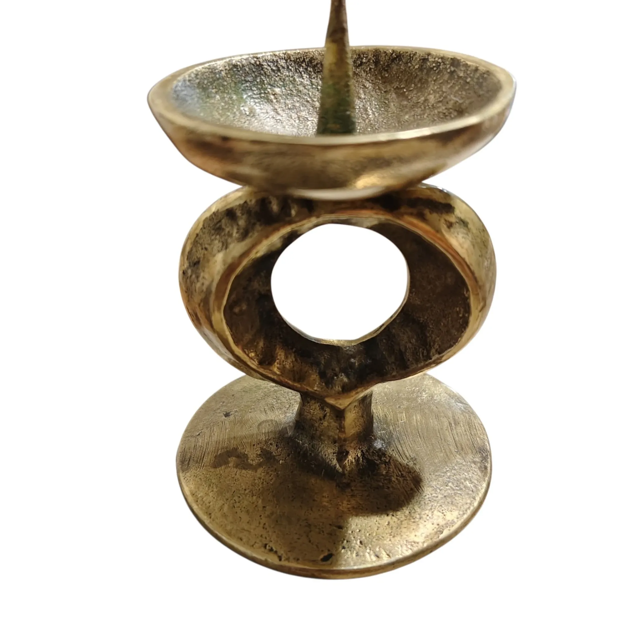 Vintage Brutalist Candle Holder in Solid Brass – Mid-Century Modern Design