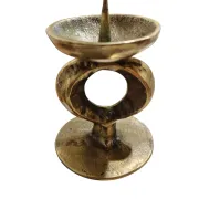 Vintage Brutalist Candle Holder in Solid Brass – Mid-Century Modern Design