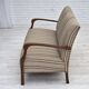 1950s, Danish 2-seater sofa, beige furniture wool fabric, beech wood legs.
