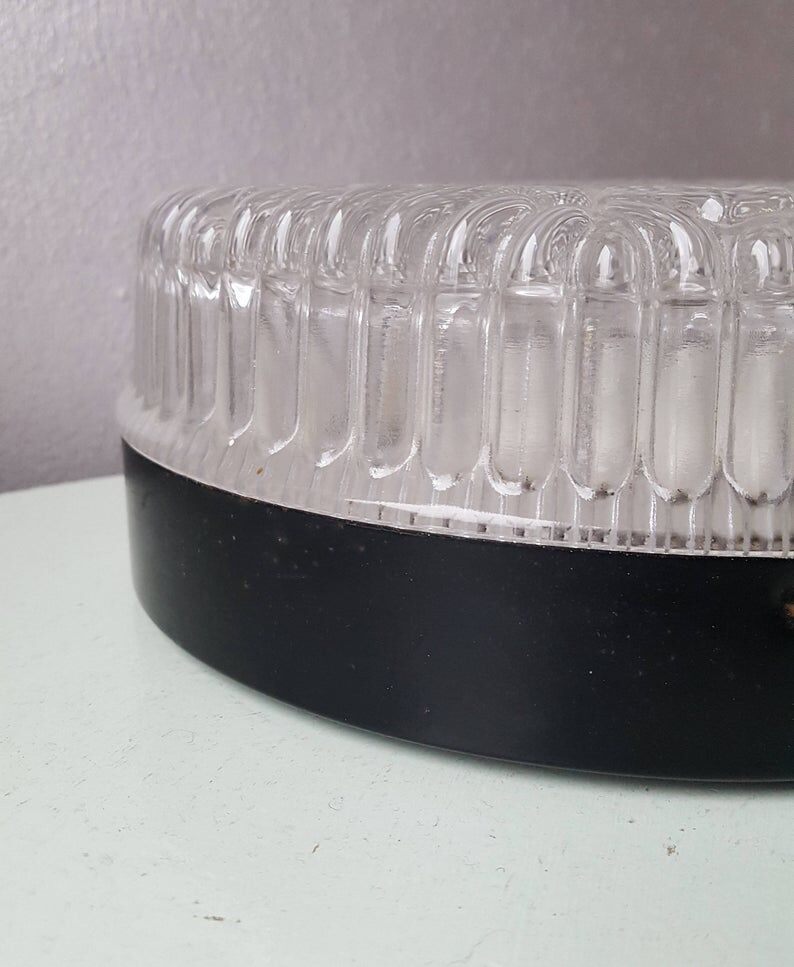 Vintage Glash-tte Limburg glass round ceiling light
