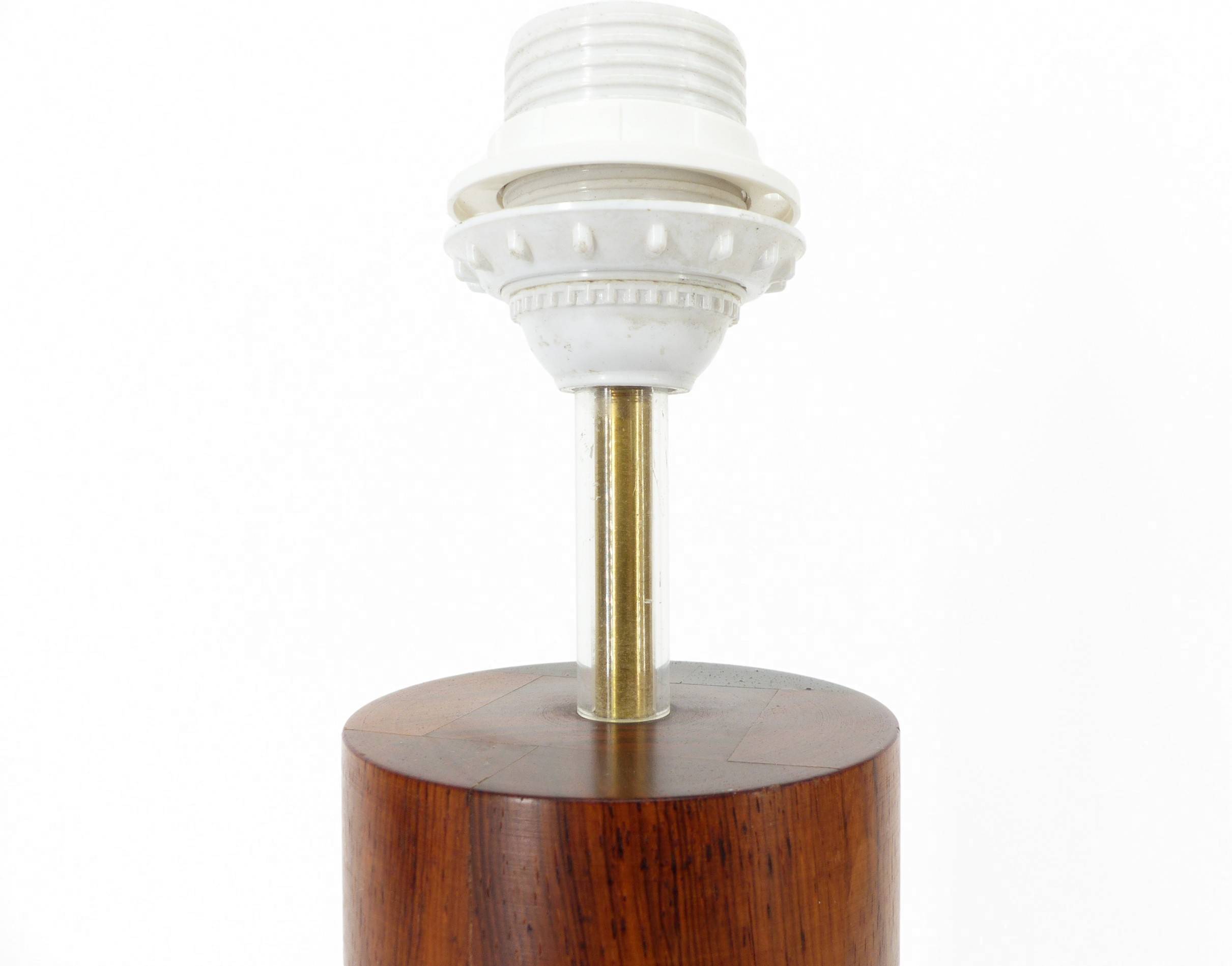 Scandinavian lamp base in exotic wood and brass, circa 1970