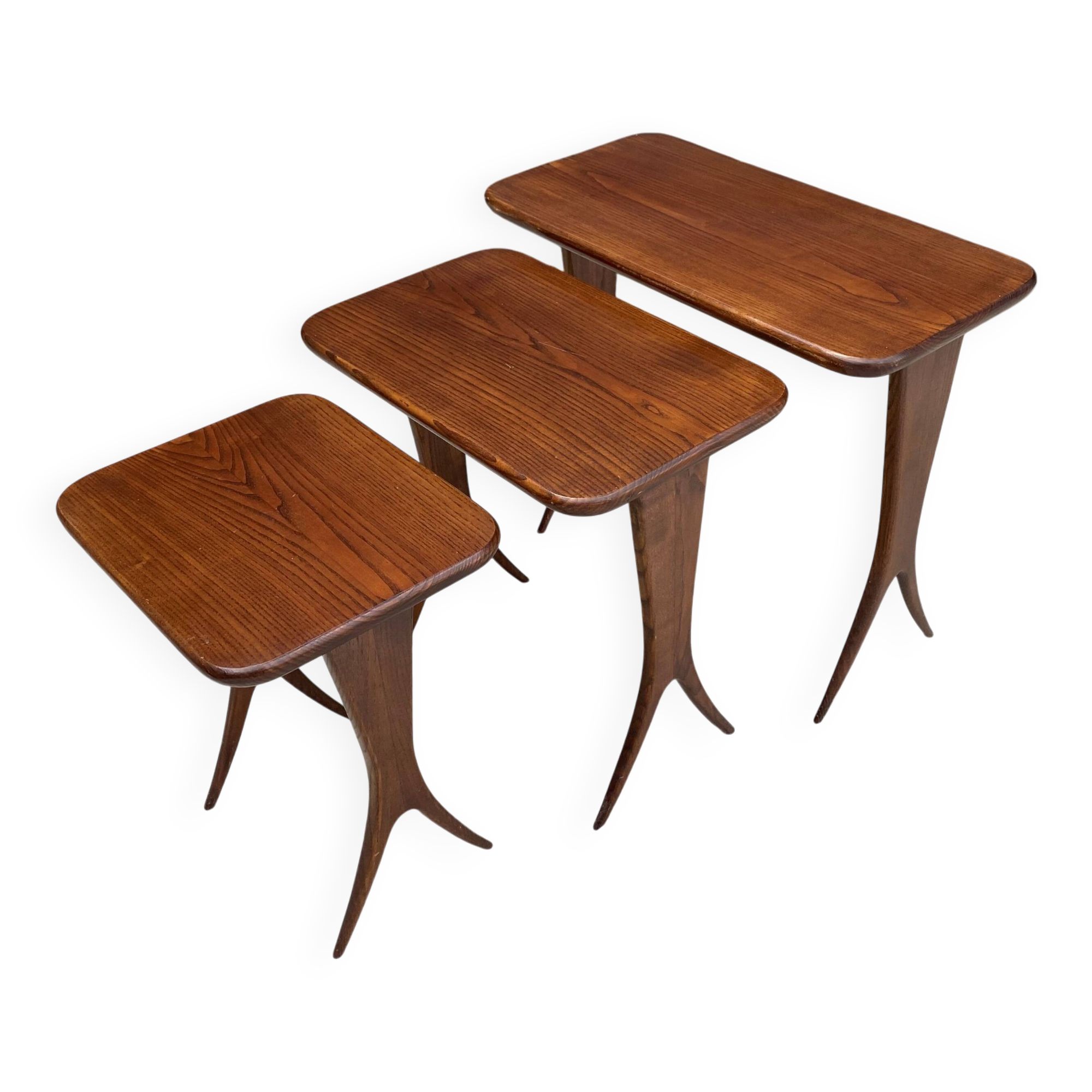 Lot 3 tables gigognes Raphaël Raffel Raphael scandinave vintage 60s 1960