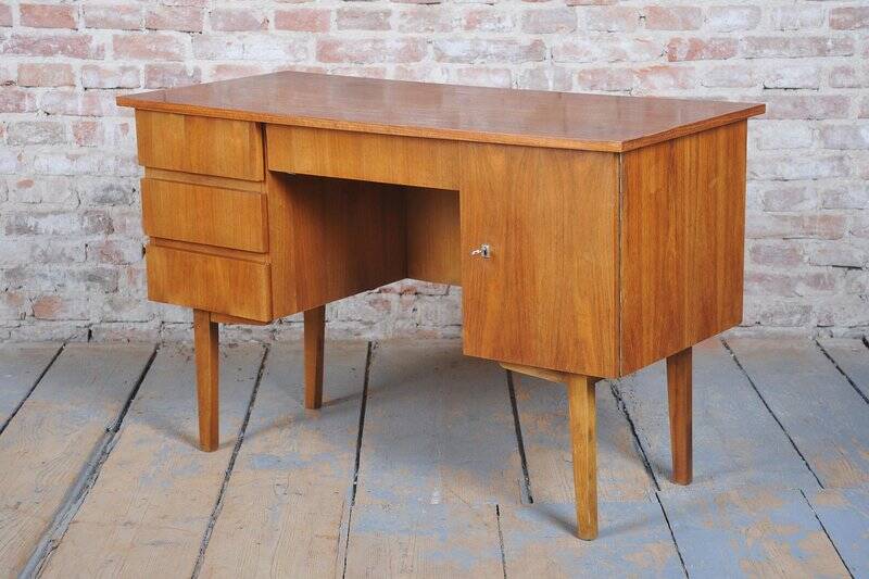 Mid-Century Modern Writing Desk in Walnut, Czech, 1950