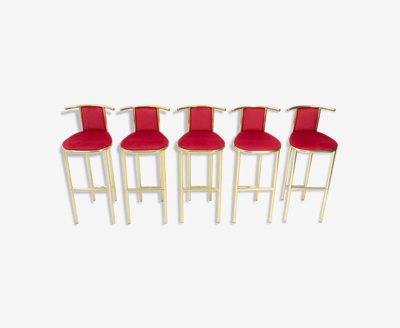 Tabourets de bar en laiton Belgo Chrom, années 1970