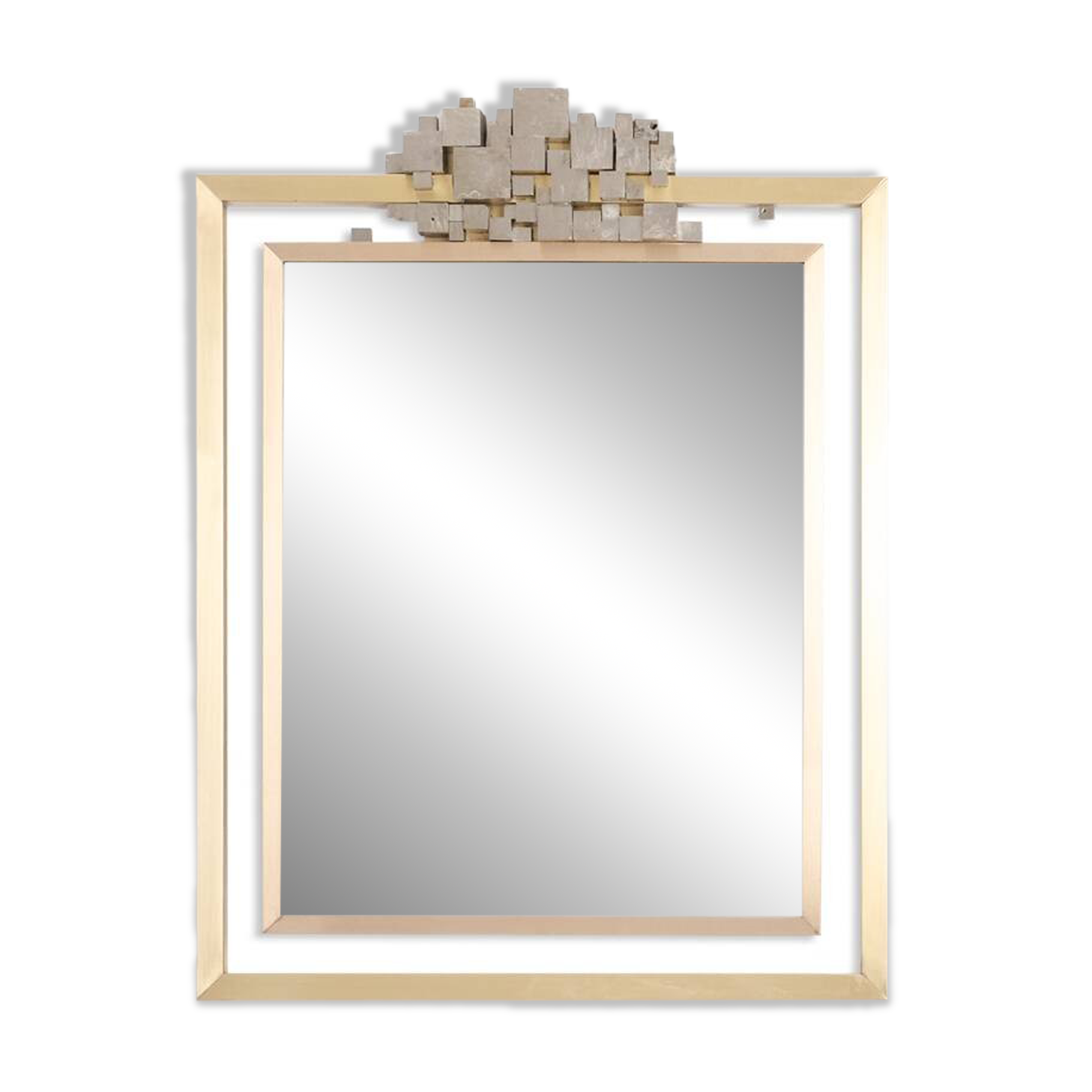 “Boizot” model mirror in brass, varnished finish. Contemporary.