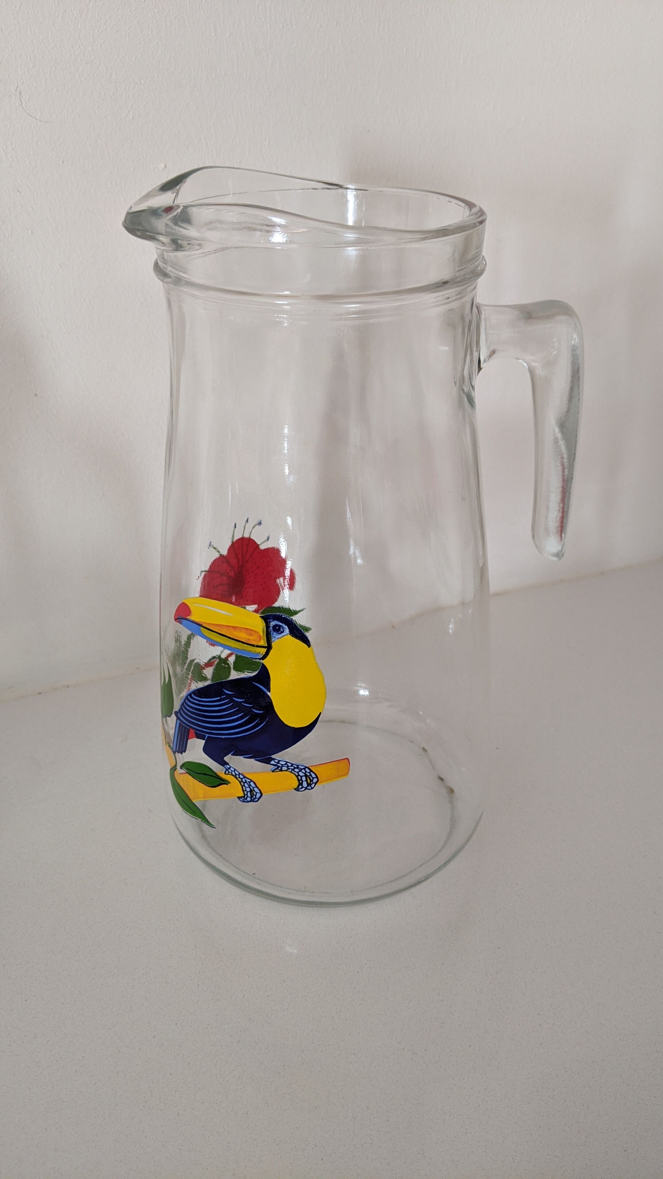 Tropical glass pitcher