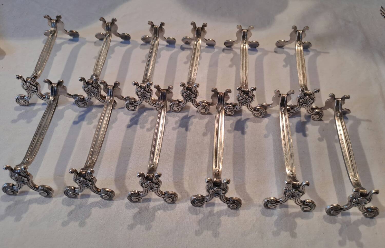 12 Christofle silver metal knife holders, Vendôme model
