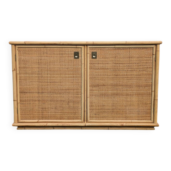 Buffet bas / enfilade Dal Vera bambou rotin vintage années 70 — Beyit