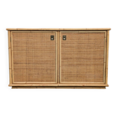 Buffet bas / enfilade Dal Vera bambou rotin vintage années 70