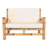 Italian Modern bamboo-wicker bench, 1970's