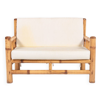 Italian Modern bamboo-wicker bench, 1970's