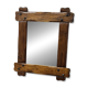 Vintage brutalist mirror in solid wood