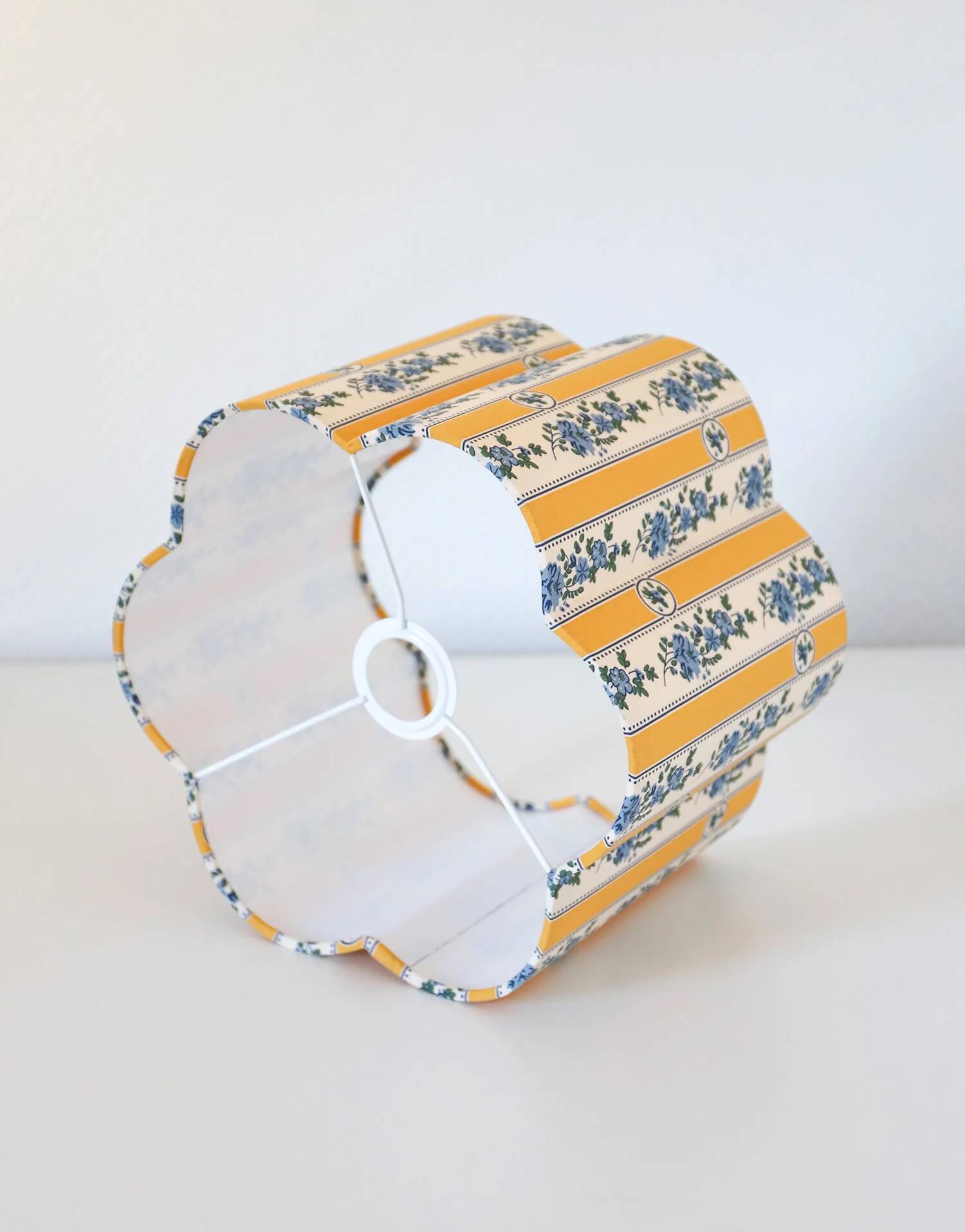 Recycled vintage lamp — with a swivel arm, fluted floral shade