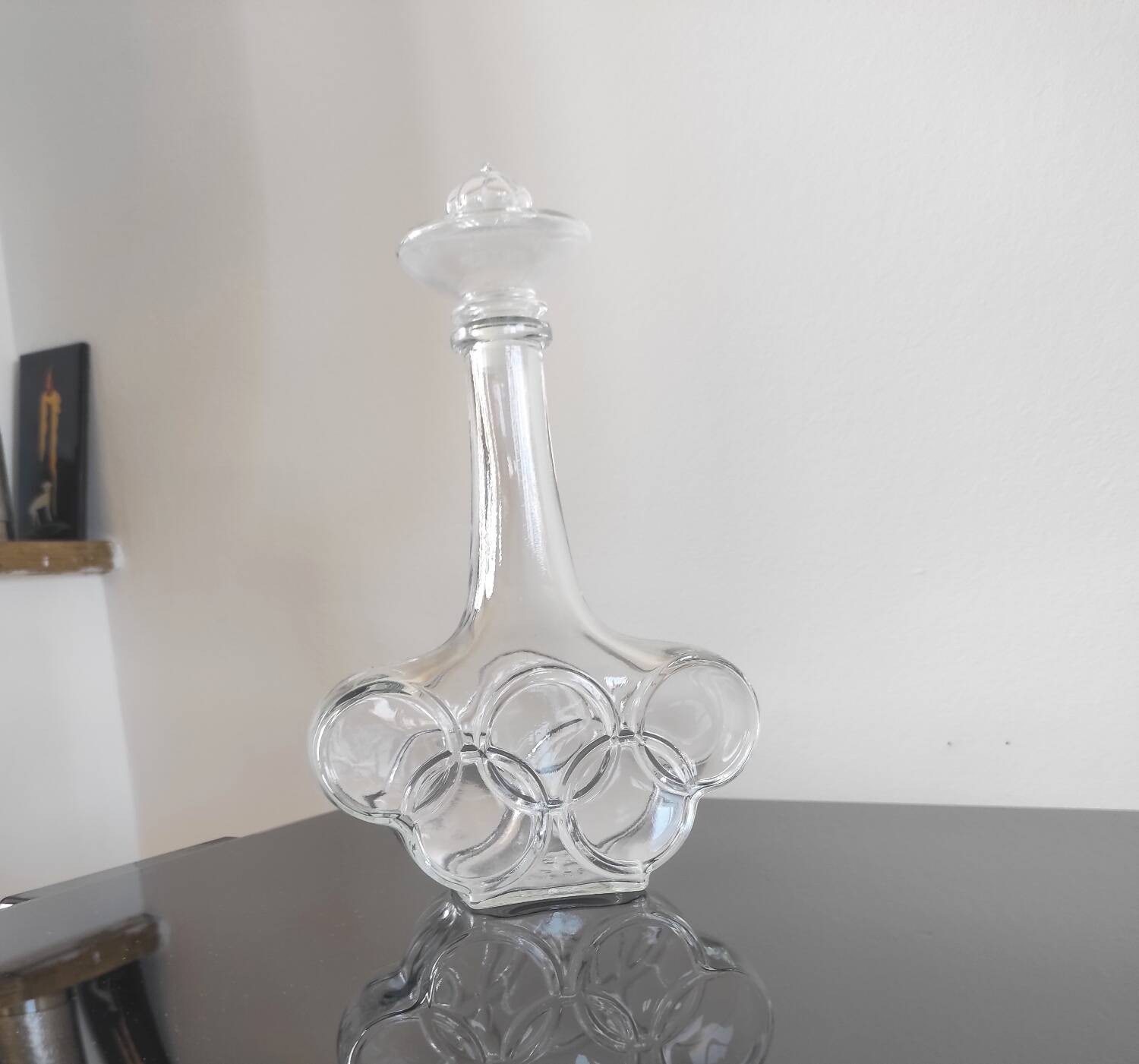 Vintage "Olympic Games" Glass Bottle / Carafe
