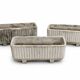 3 large rectangular stone planters