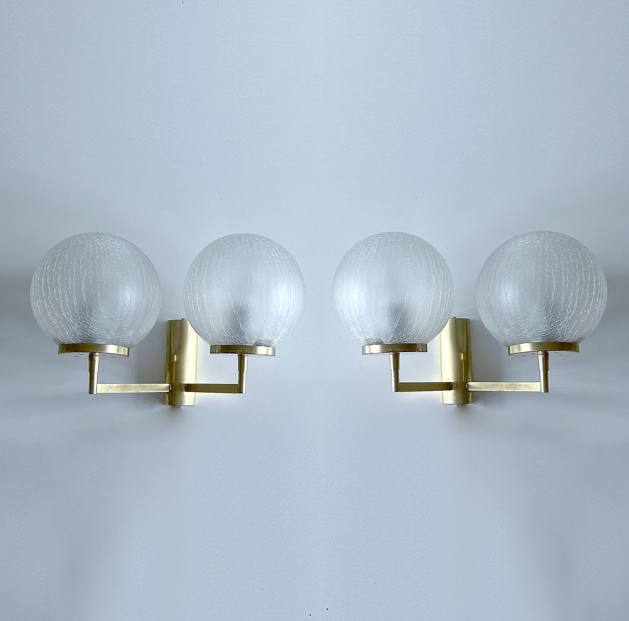 Pair Vintage Bubble Glass Wall Lights
