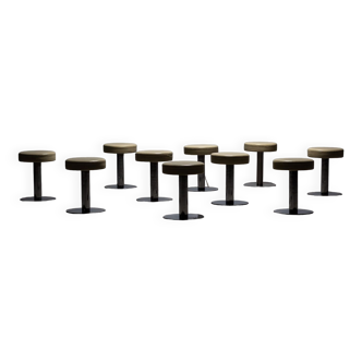 Set of 10 chrome modernist accent stools 1970