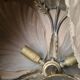 Art Deco ceiling chandelier in bronze and glass paste, old vintage light fixture dimensions 45x45