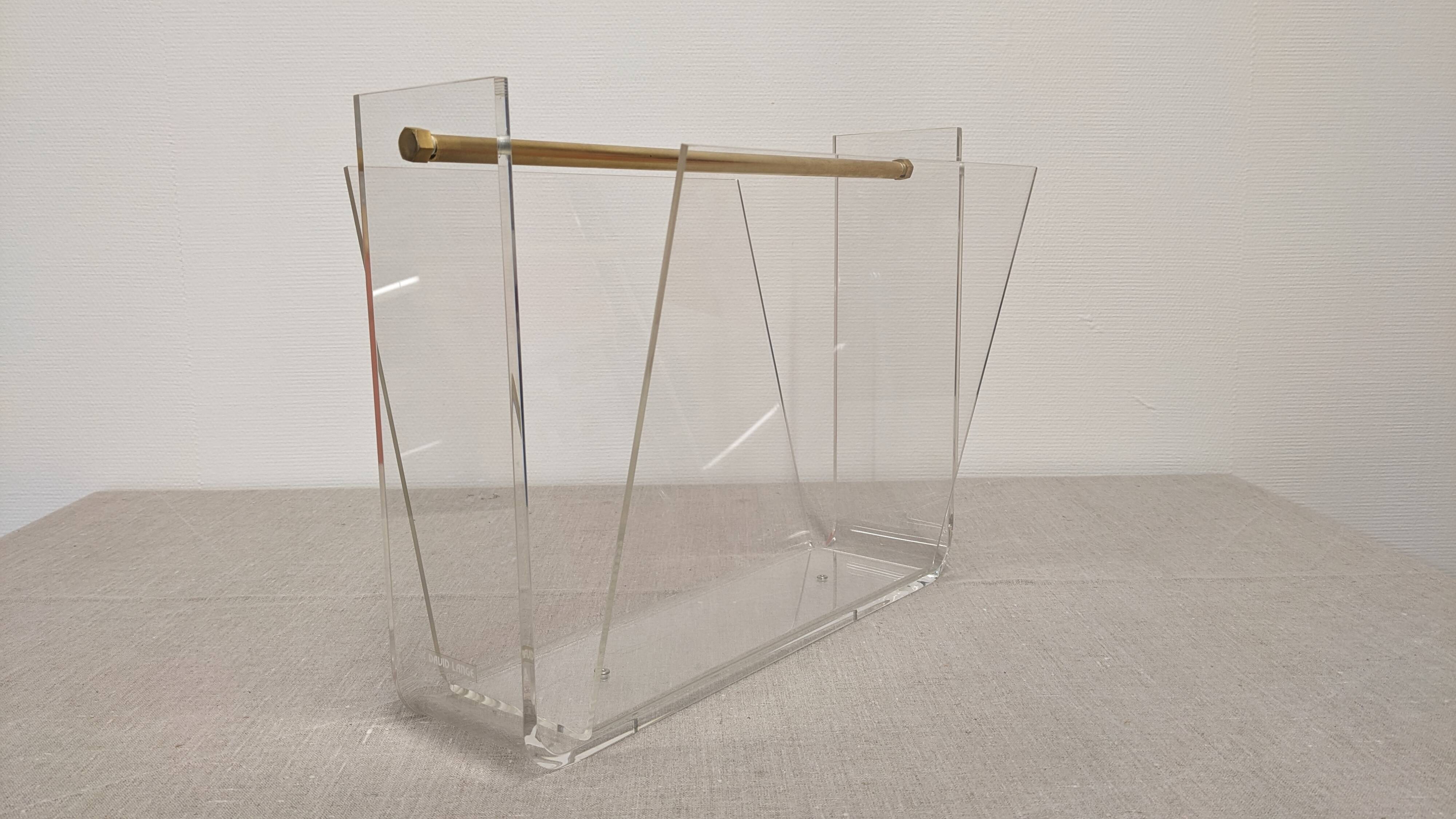 Acrylic magazine rack by David Lange, France circa 1970.