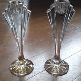 1 set of 2 vintage crystal candle holders
