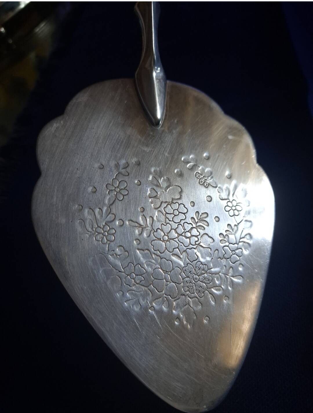 Silver metal cake shovel