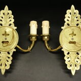 Pair of sconces, lion heads and arrows, Empire style