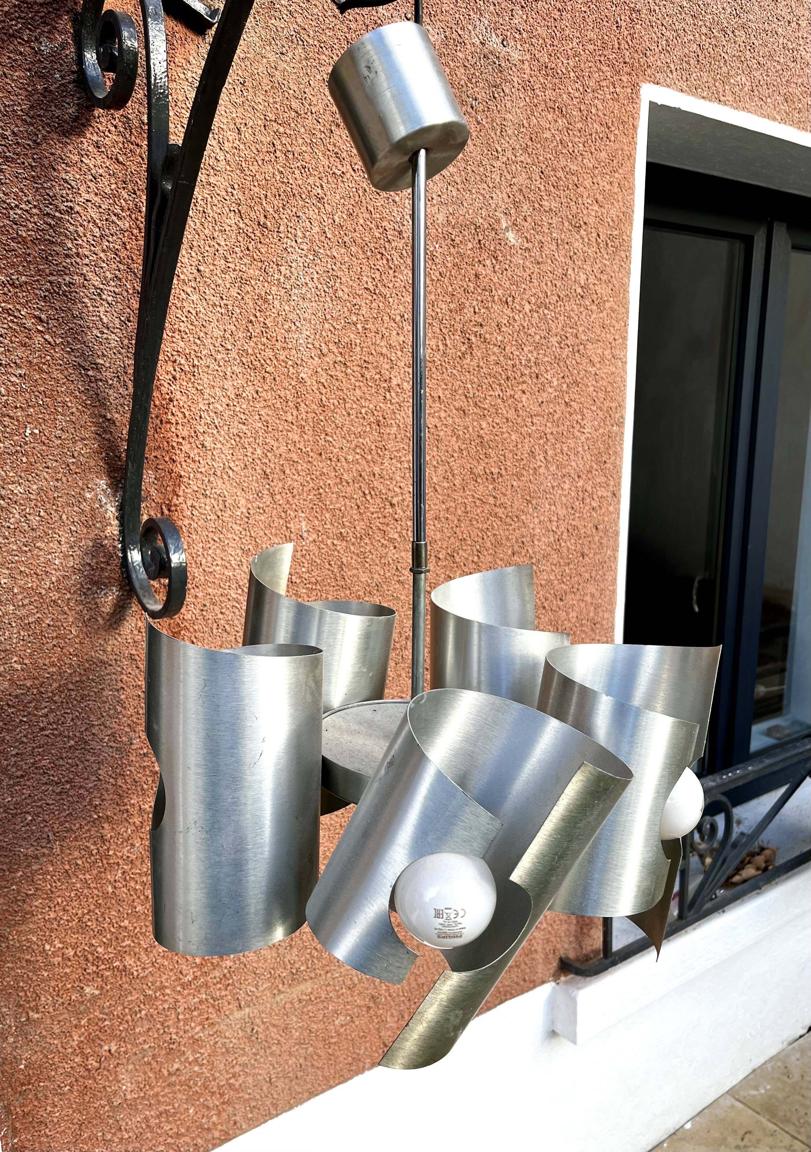 Space age aluminum pendant chandelier