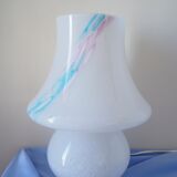 Lampe champignon Murano bleu et rose