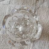 Set of two vintage glass candlesticks, transparent, France, Reims.