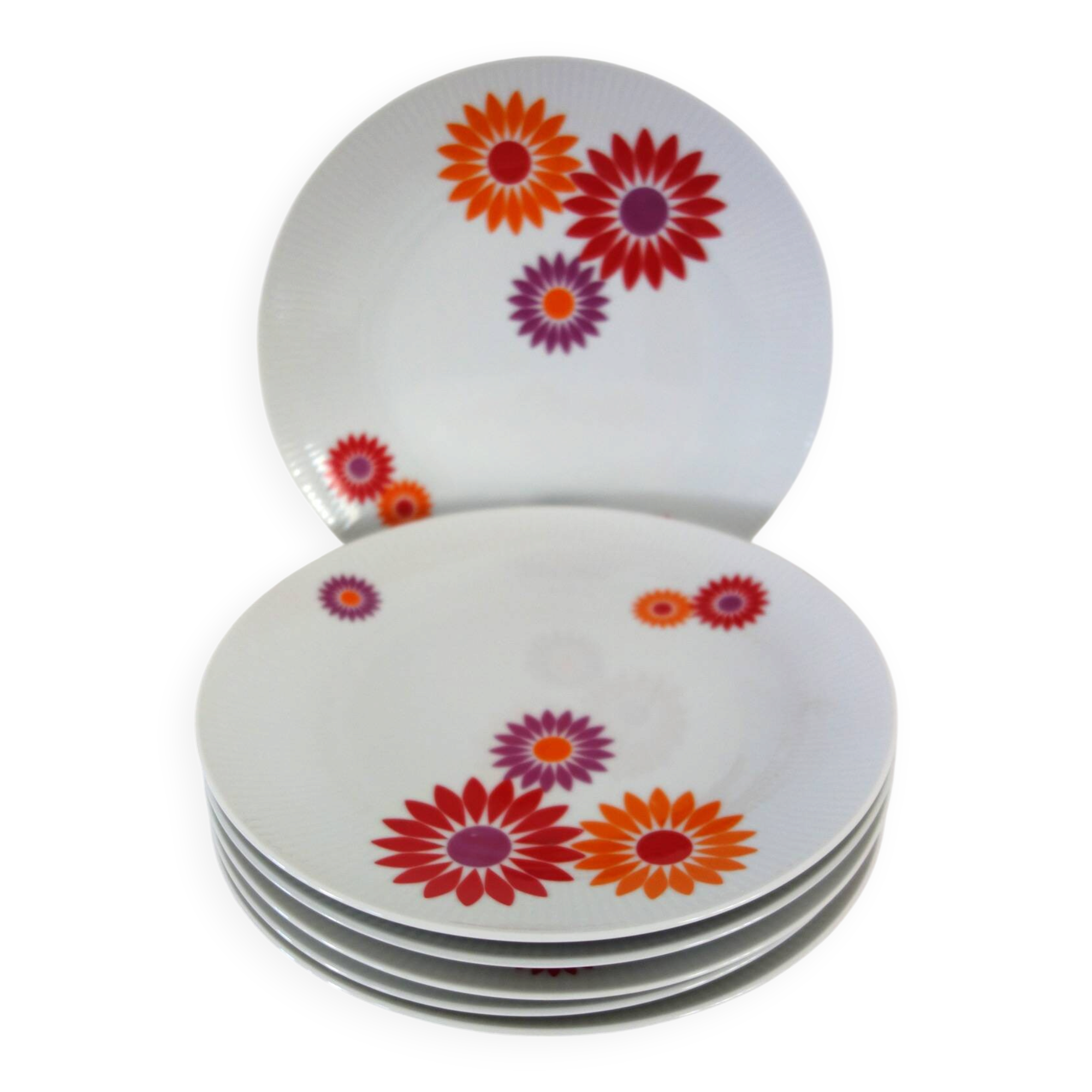 6 Assiettes Plates Seltmann Weiden West Germany 70's
