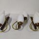 Lot de 3 applique mural tulipe opaline blanche laiton