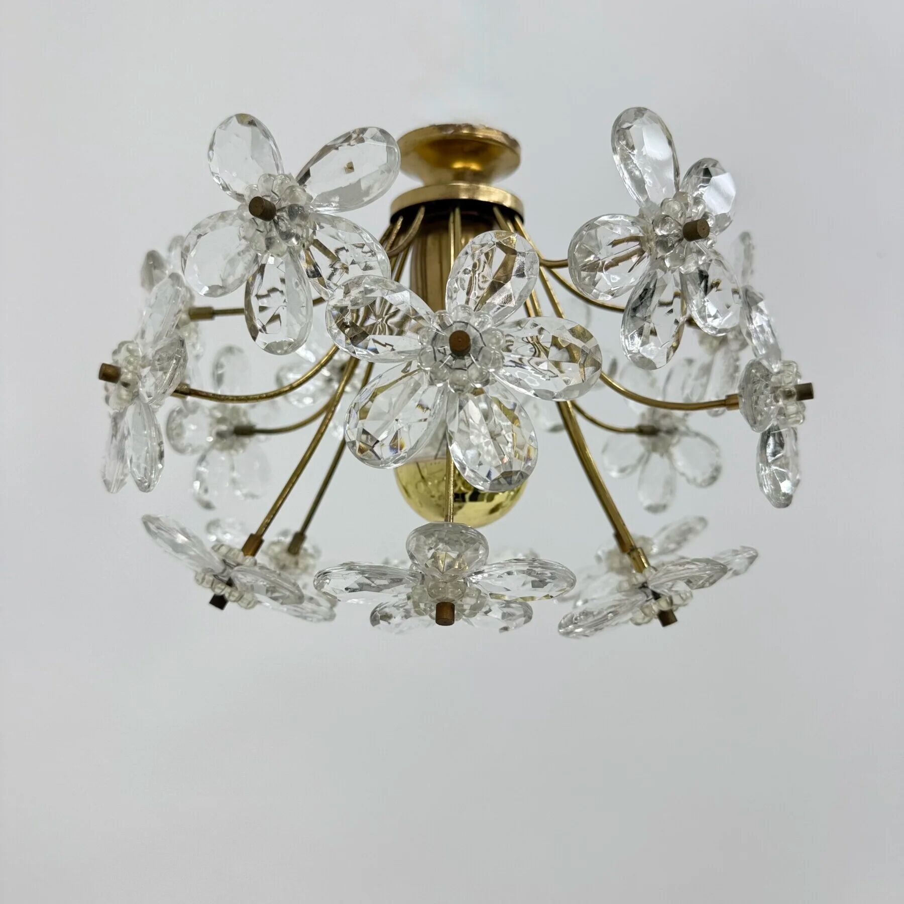 Mid-century crystal flower ceiling lamp, 1970s