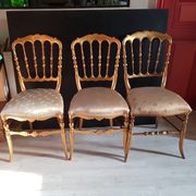 Set of 3 gilded chairs in Napoleon III style - Stamped Faubourg Saint Antoine