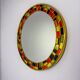Spanish hand-painted ceramic-style mosaic circular mirror, 1970s