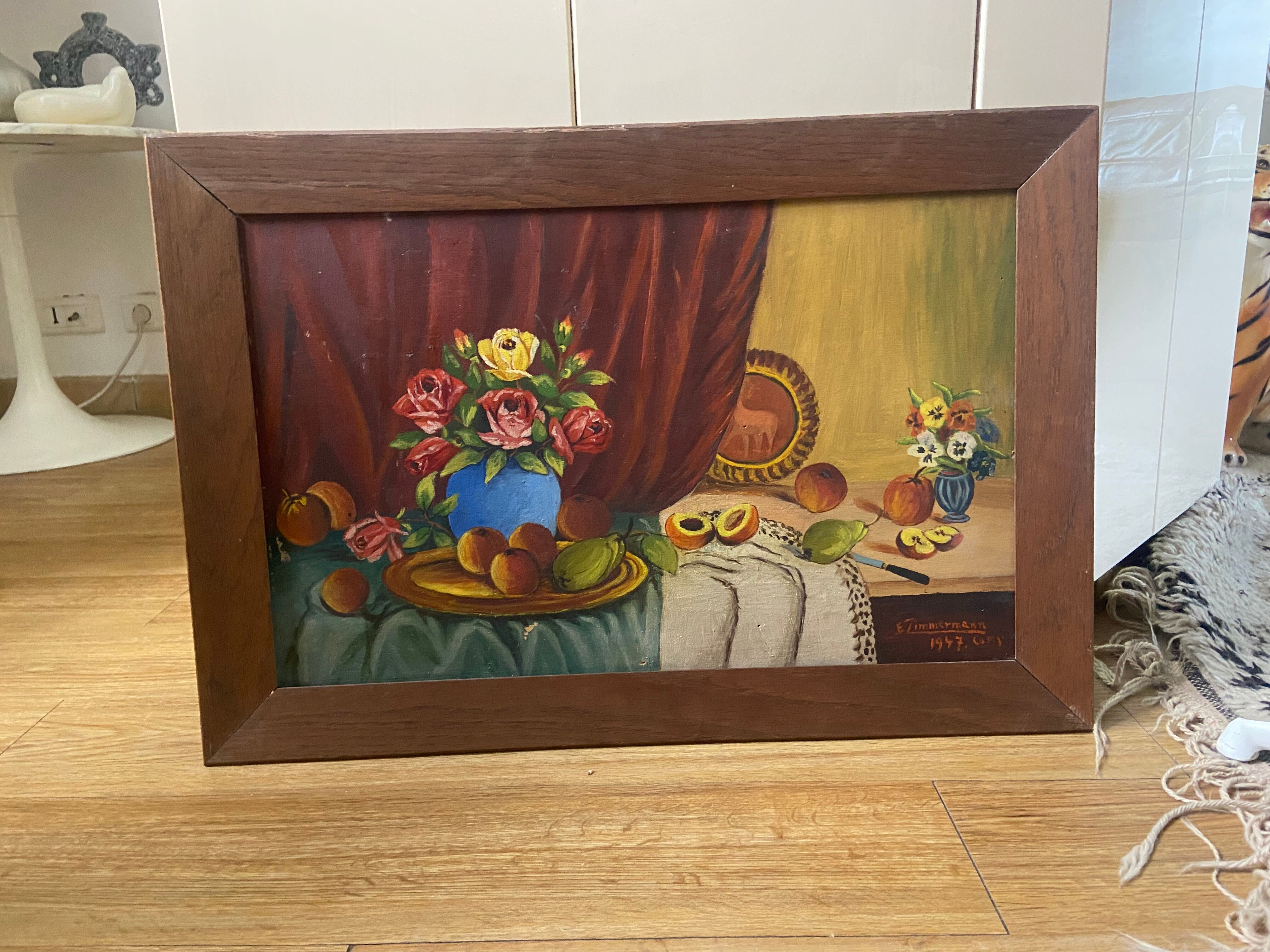 Tableau huile sur bois des années 50
