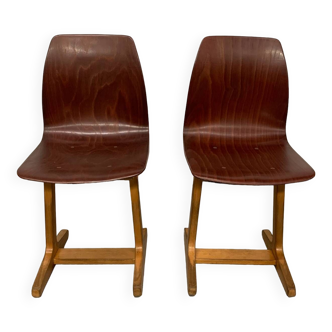 Pair of vintage Pagholz children's chairs 60's