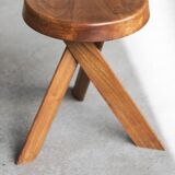 Elm wood stool 'S31' by Pierre Chapo, France, 1974