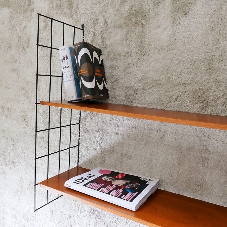 Wooden and metal wall shelf