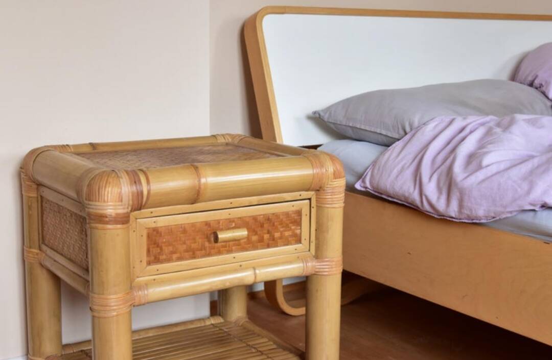 Vintage bamboo bedside tables