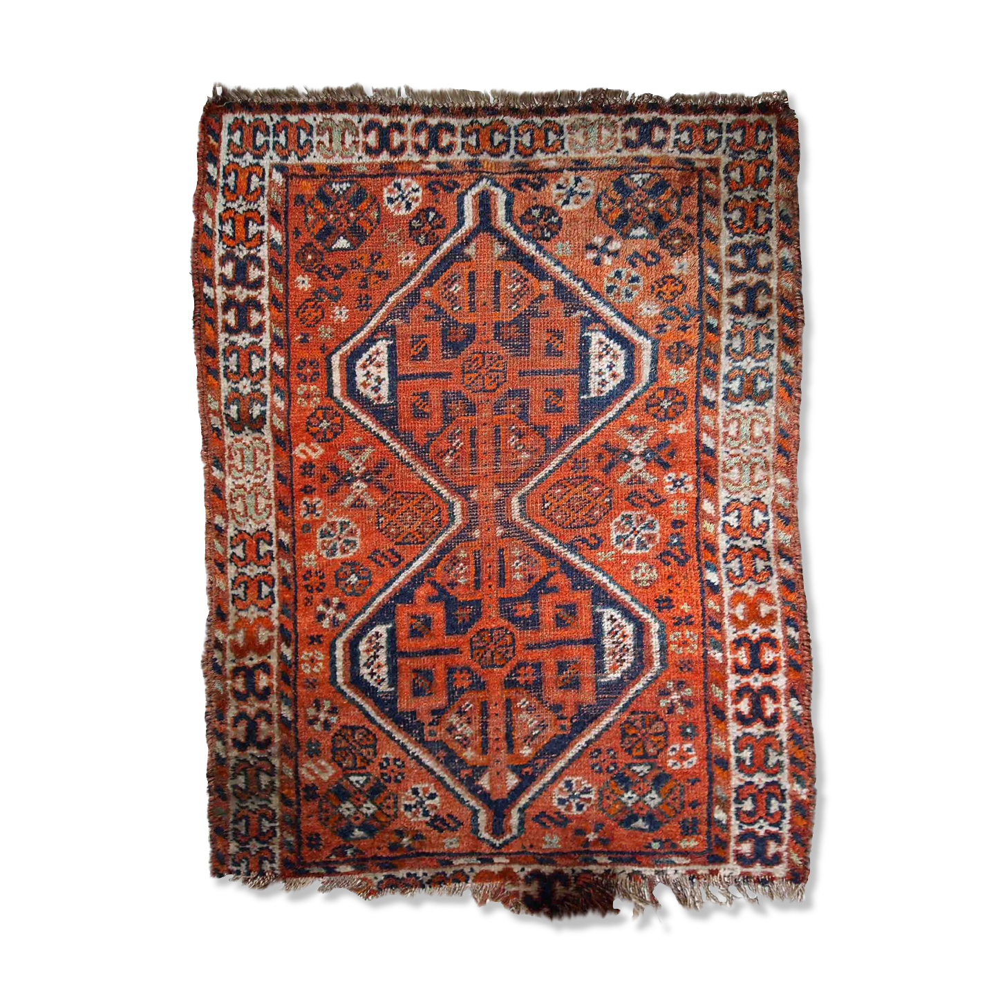 Ancient Persian Shiraz handmade carpet 87cm x 114cm 1900s, 1C810