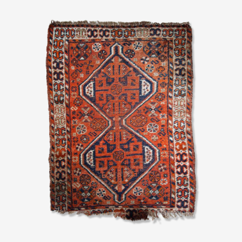 Ancient Persian Shiraz handmade carpet 87cm x 114cm 1900s, 1C810