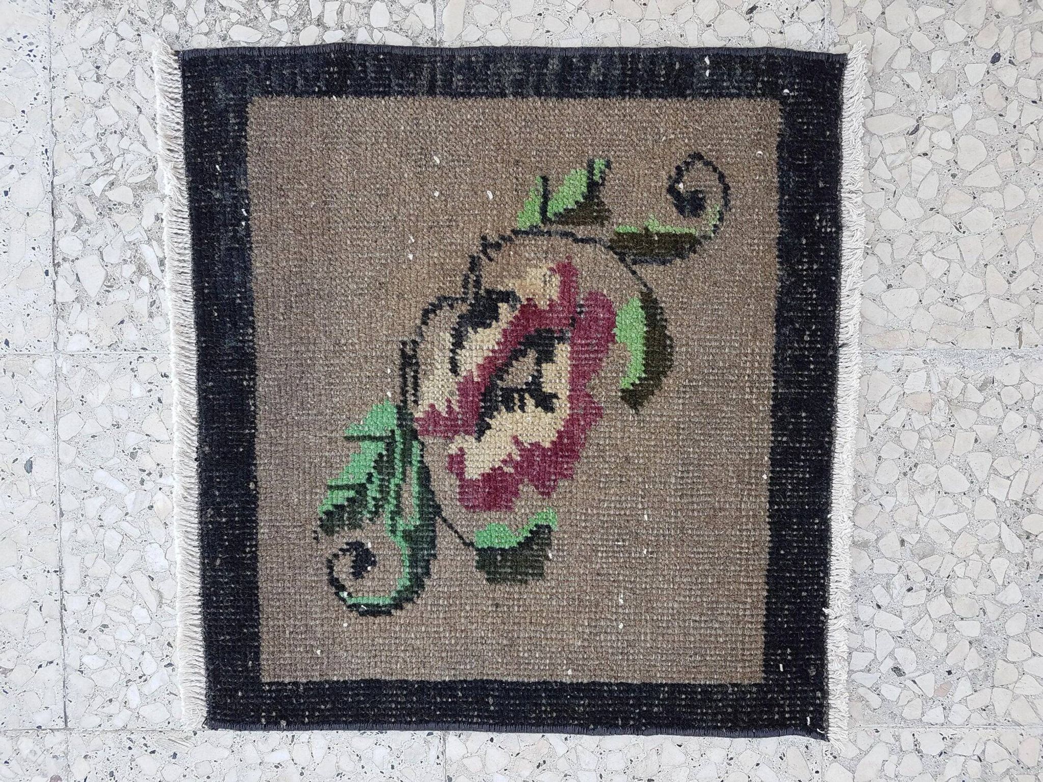 Small vintage decorative kilim rug 54x50 cm