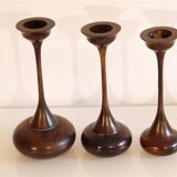 Set of vintage wooden candle holders