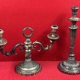 set of 2 old-fashioned, silver-plated candlesticks
