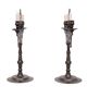 Pair Large Antique Bronze Shabbat Candelabra Germany