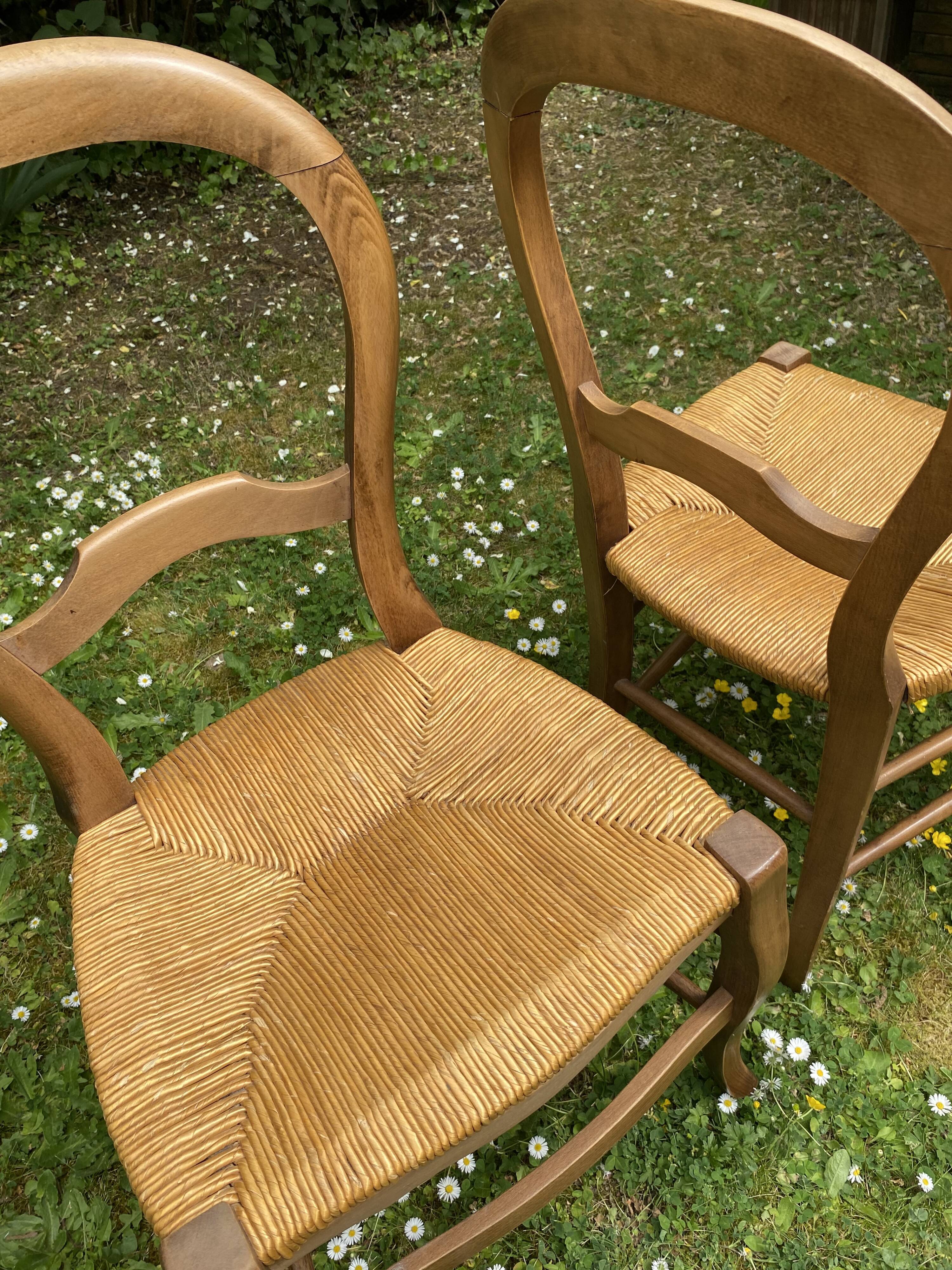 Deux chaises paillées création artisanale années 80